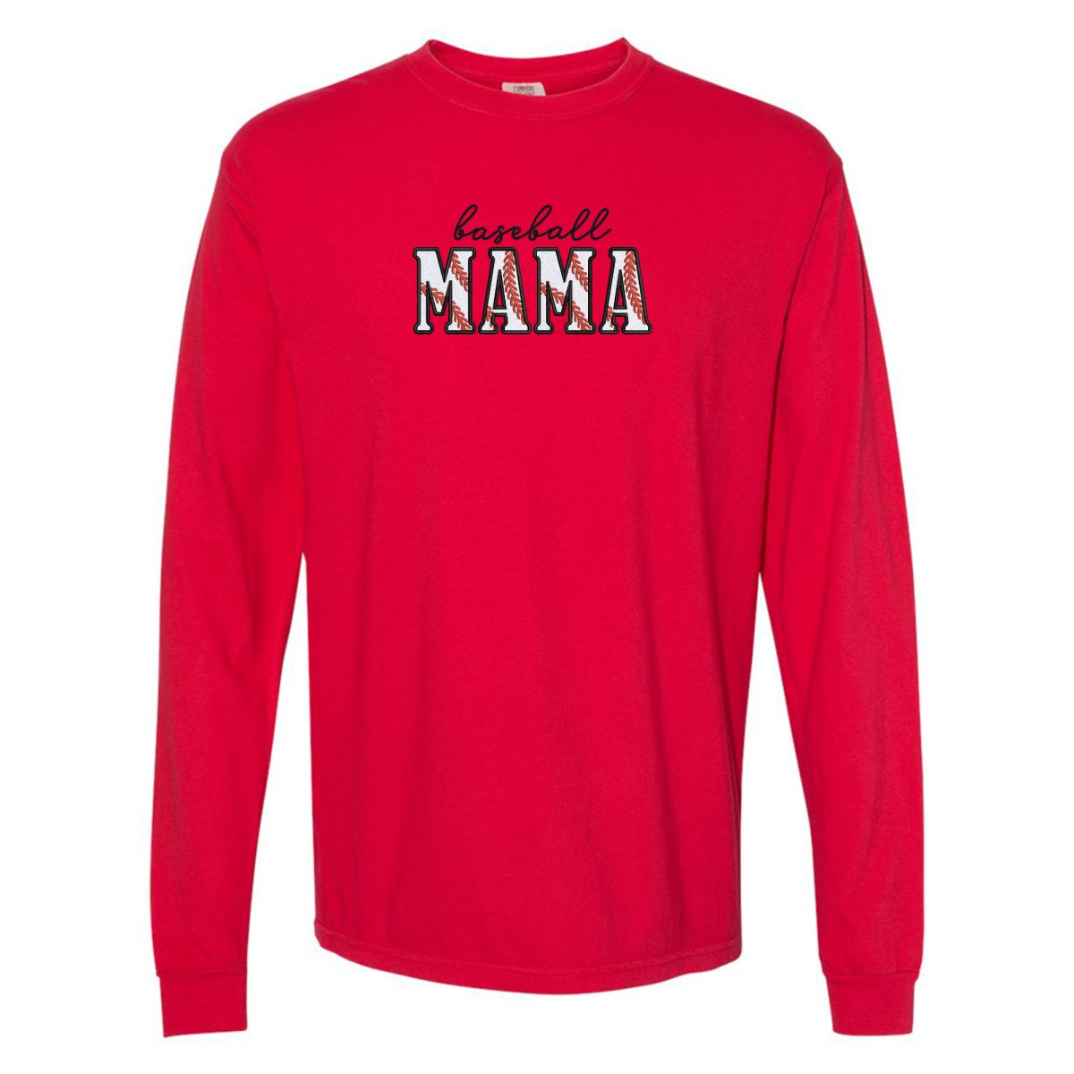 Glitter Embroidery 'Baseball Mama/Mom' Embroidered Long Sleeve T-Shirt - United Monograms