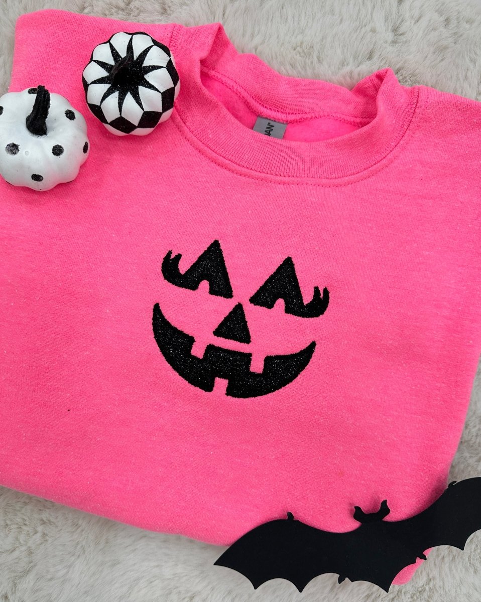 Glitter Embroidery 'Girly Jack - O - Lantern' Crewneck Sweatshirt - United Monograms