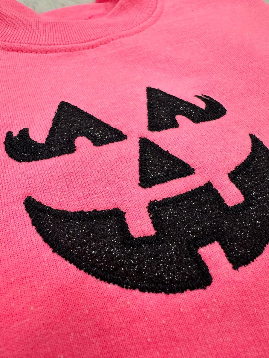 Glitter Embroidery 'Girly Jack - O - Lantern' Crewneck Sweatshirt - United Monograms