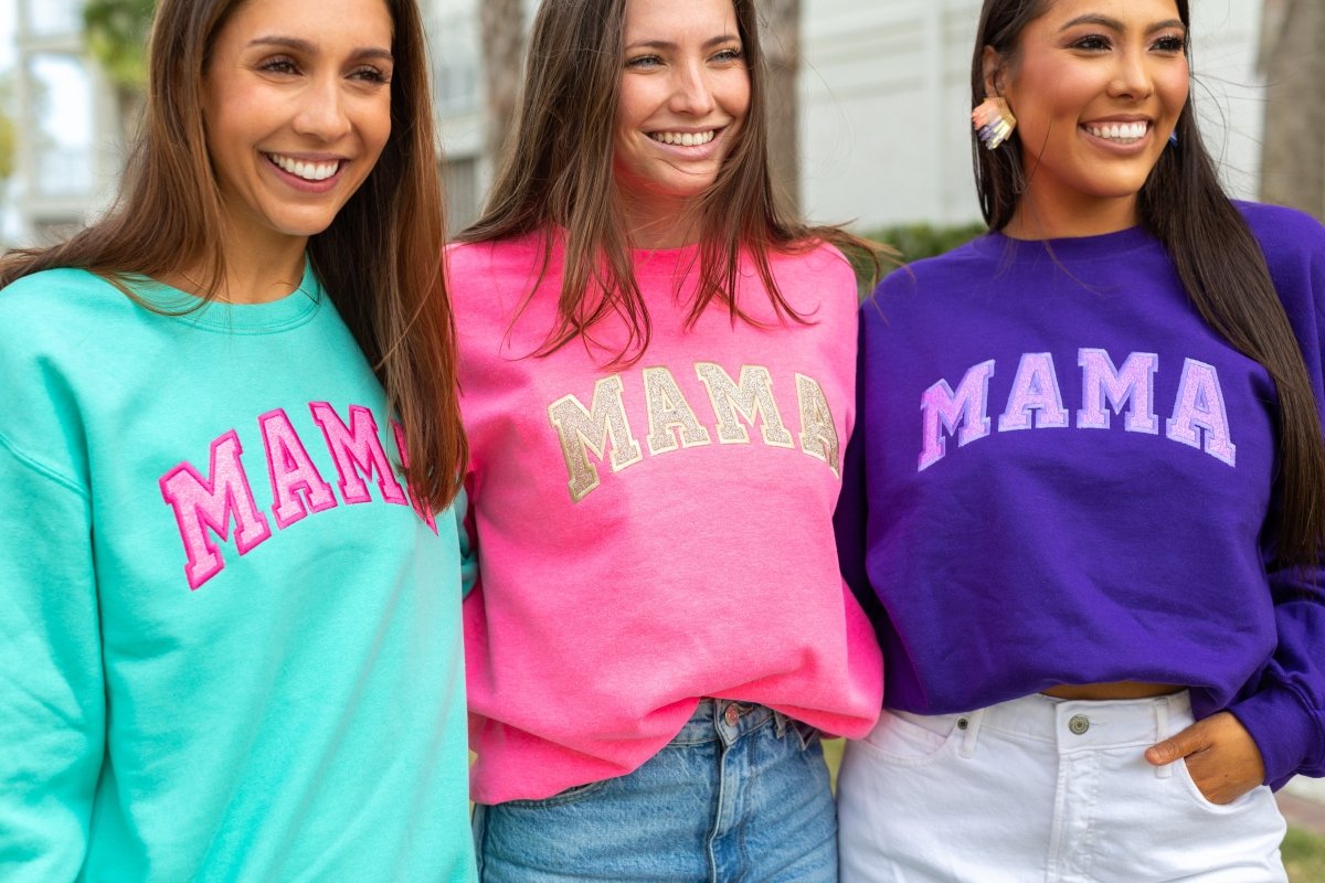 Glitter Embroidery ‘Mama’ Crewneck Sweatshirt - United Monograms