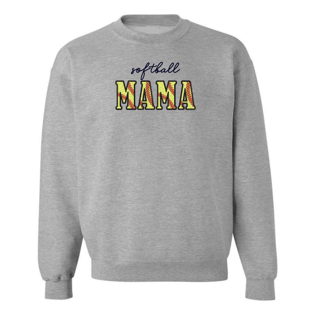 Glitter Embroidery 'Softball Mama/Mom' Crewneck Sweatshirt - United Monograms