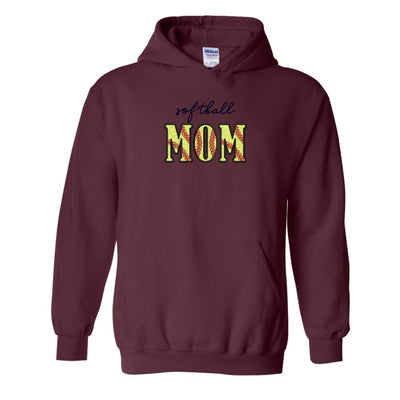 Glitter Embroidery 'Softball Mama/Mom' Hoodie - United Monograms