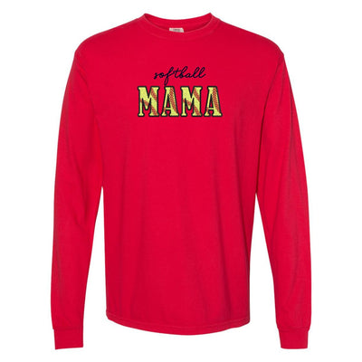 Glitter Embroidery 'Softball Mama/Mom' Long Sleeve T-Shirt - United Monograms