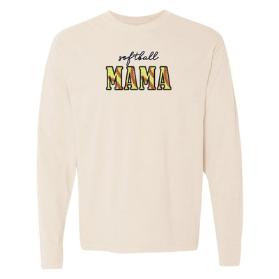 Glitter Embroidery 'Softball Mama/Mom' Long Sleeve T-Shirt - United Monograms