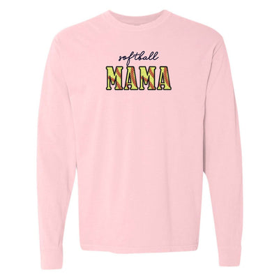 Glitter Embroidery 'Softball Mama/Mom' Long Sleeve T-Shirt - United Monograms