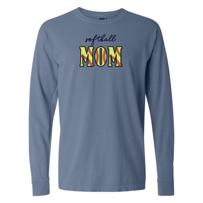 Glitter Embroidery 'Softball Mama/Mom' Long Sleeve T-Shirt - United Monograms