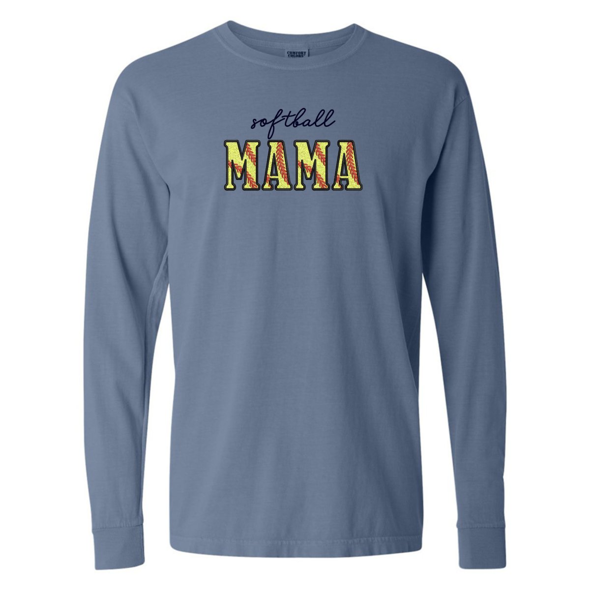 Glitter Embroidery 'Softball Mama/Mom' Long Sleeve T-Shirt - United Monograms