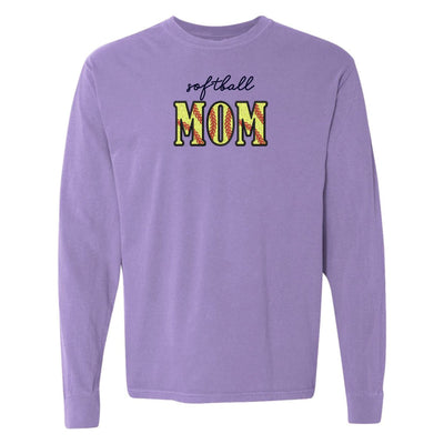 Glitter Embroidery 'Softball Mama/Mom' Long Sleeve T-Shirt - United Monograms