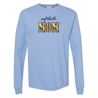 Glitter Embroidery 'Softball Mama/Mom' Long Sleeve T-Shirt - United Monograms