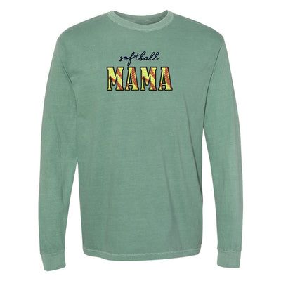 Glitter Embroidery 'Softball Mama/Mom' Long Sleeve T-Shirt - United Monograms