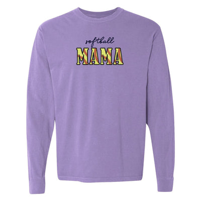 Glitter Embroidery 'Softball Mama/Mom' Long Sleeve T-Shirt - United Monograms