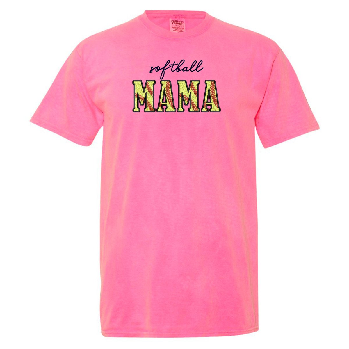 Glitter Embroidery 'Softball Mama/Mom' T-Shirt - United Monograms