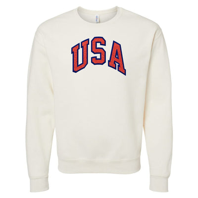 Glitter Embroidery 'USA' Crewneck Sweatshirt - United Monograms