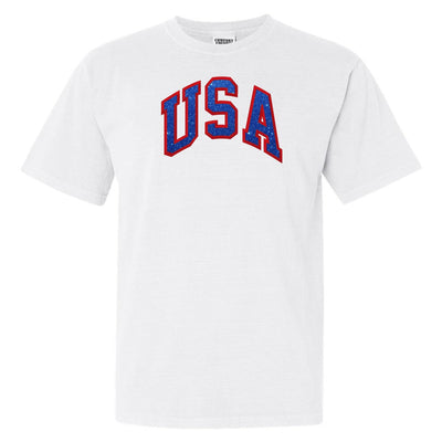 Glitter Embroidery 'USA' T-Shirt - United Monograms