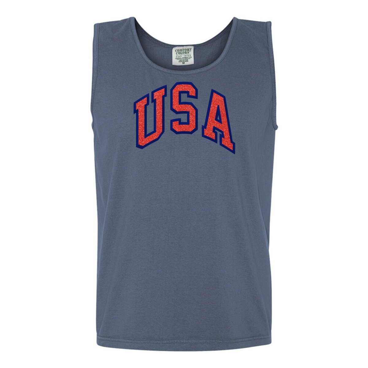 Glitter Embroidery 'USA' Tank Top - United Monograms