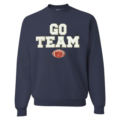 'Go Team Sequin Football' Letter Patch Crewneck Sweatshirt - United Monograms