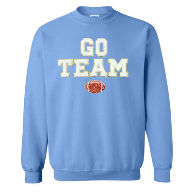 'Go Team Sequin Football' Letter Patch Crewneck Sweatshirt - United Monograms