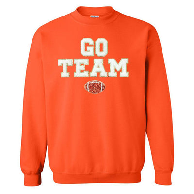 'Go Team Sequin Football' Letter Patch Crewneck Sweatshirt - United Monograms