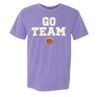 'Go Team Sequin Football' Letter Patch T - Shirt - United Monograms