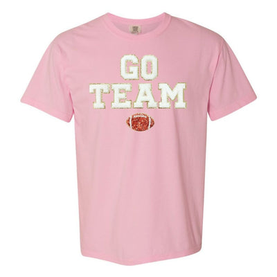 'Go Team Sequin Football' Letter Patch T - Shirt - United Monograms