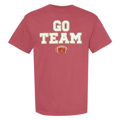 'Go Team Sequin Football' Letter Patch T - Shirt - United Monograms