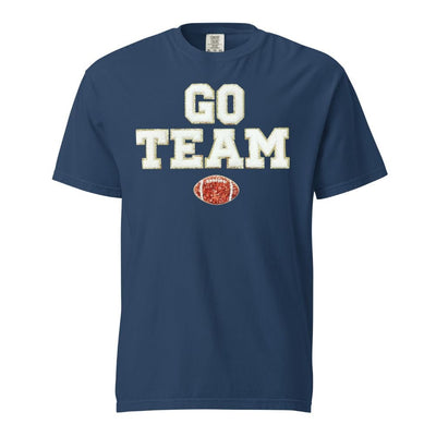 'Go Team Sequin Football' Letter Patch T - Shirt - United Monograms