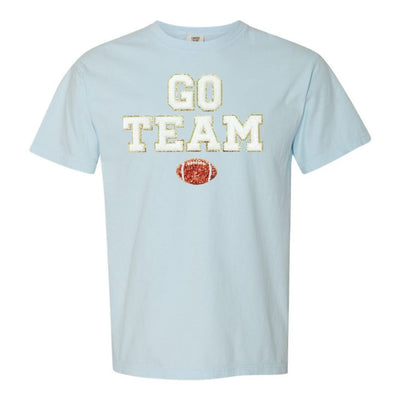 'Go Team Sequin Football' Letter Patch T - Shirt - United Monograms