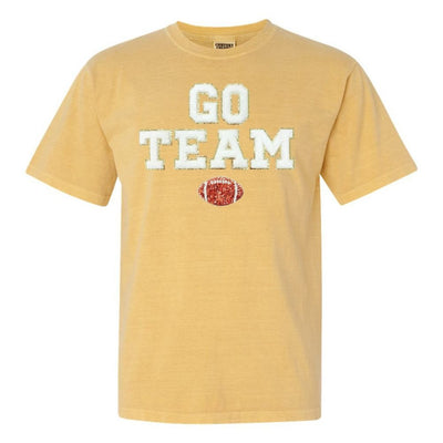 'Go Team Sequin Football' Letter Patch T - Shirt - United Monograms