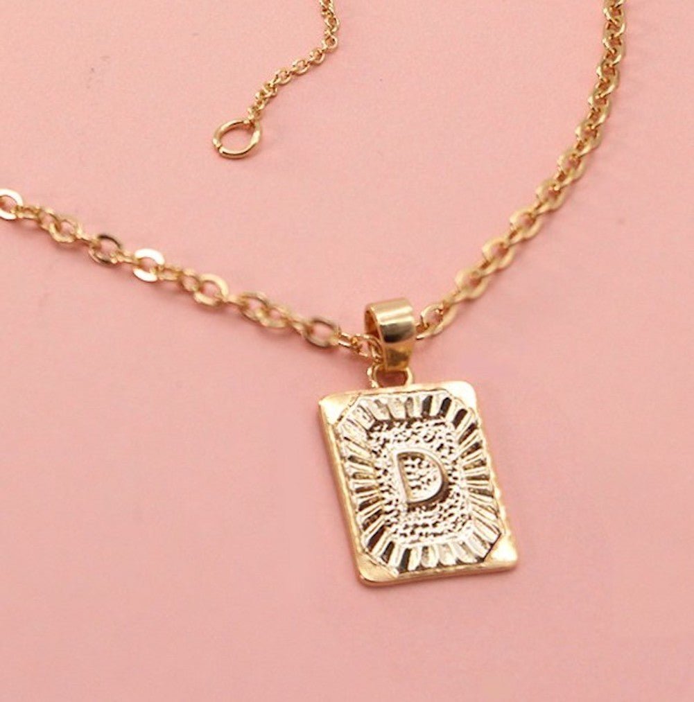 Gold Petite Initial Pendant Necklace - United Monograms