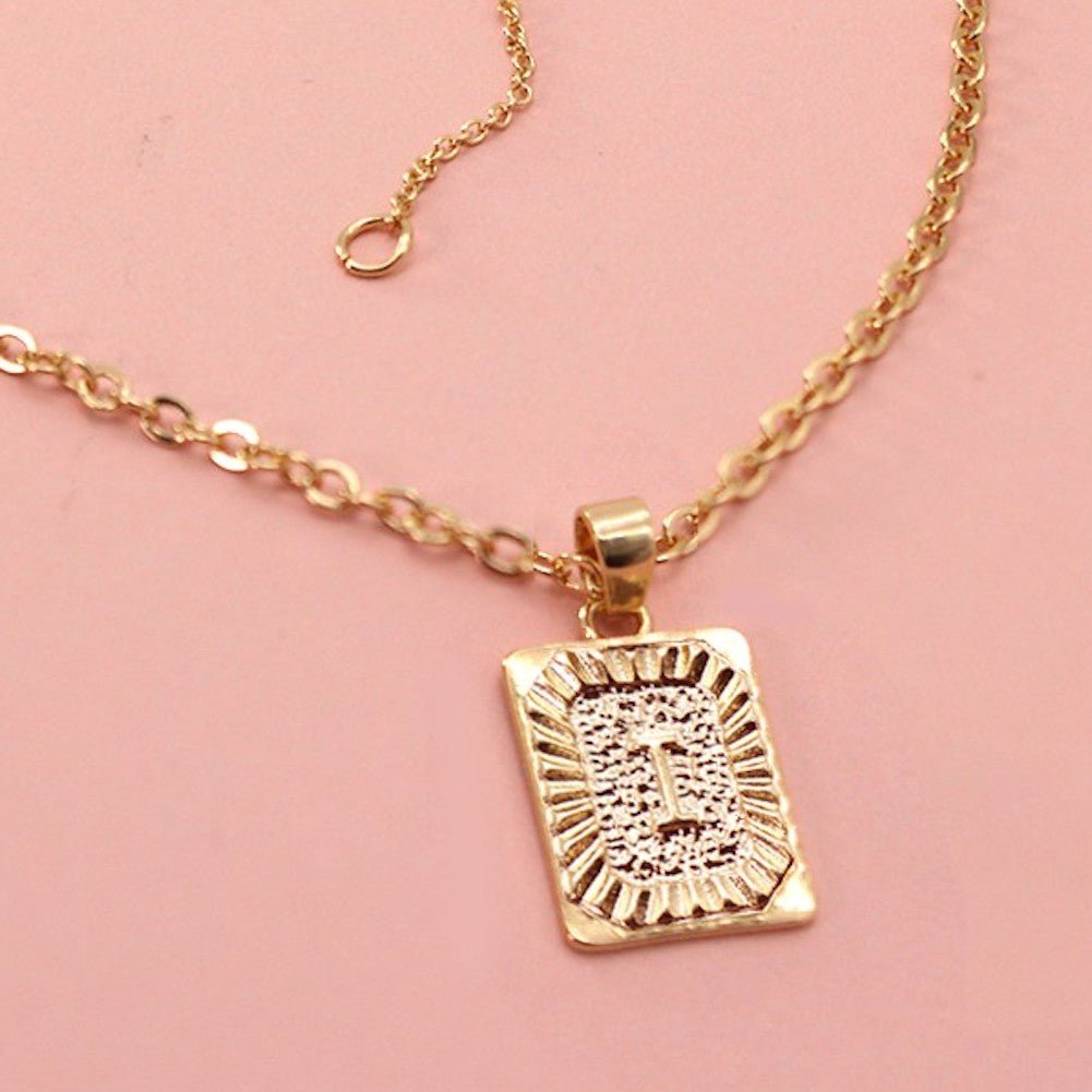 Gold Petite Initial Pendant Necklace - United Monograms