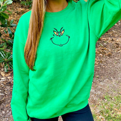 Grinch Embroidered Crewneck Sweatshirt - United Monograms