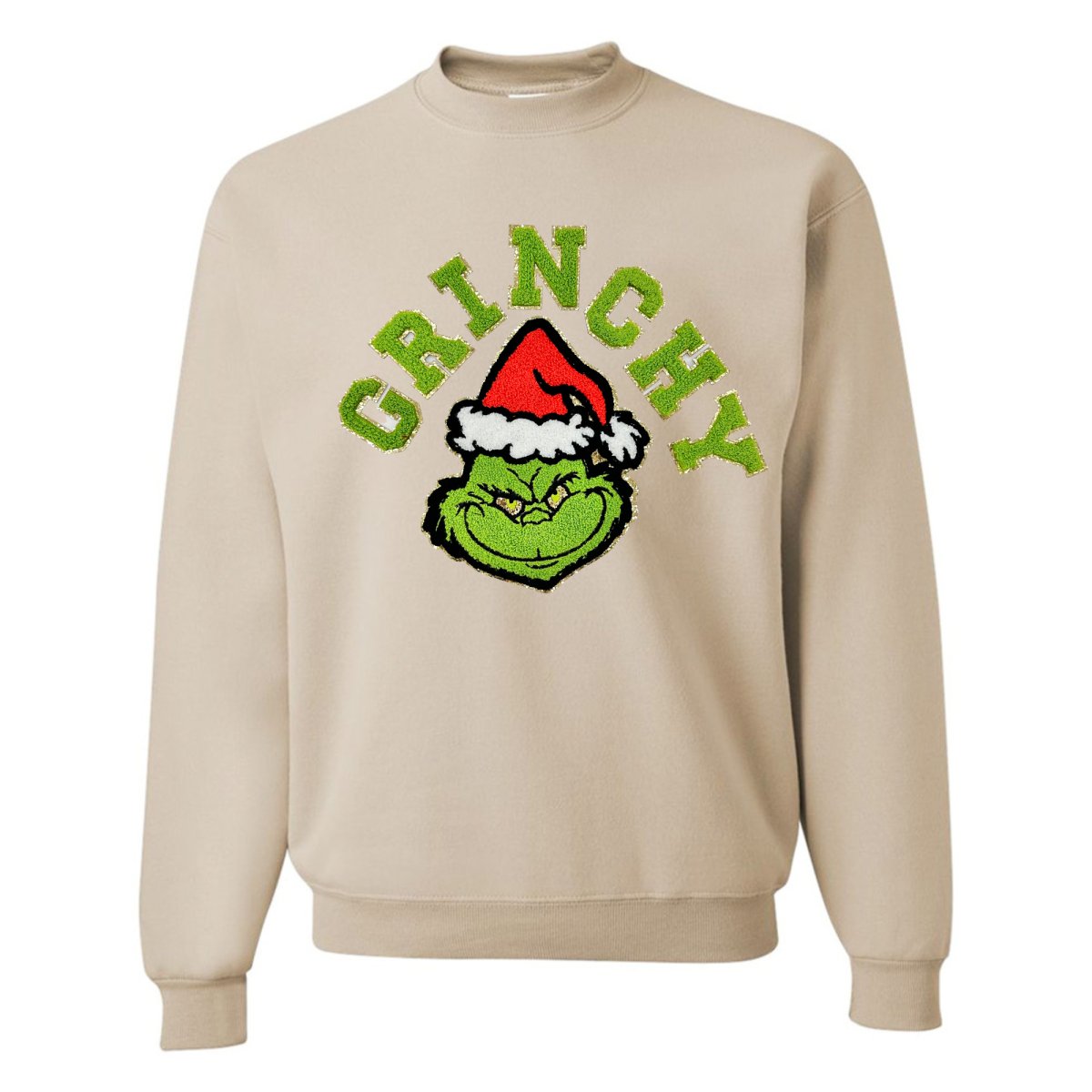'Grinchy' Letter Patch Crewneck Sweatshirt - United Monograms