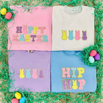 Happy Easter Letter Patch Crewneck Sweatshirt - United Monograms