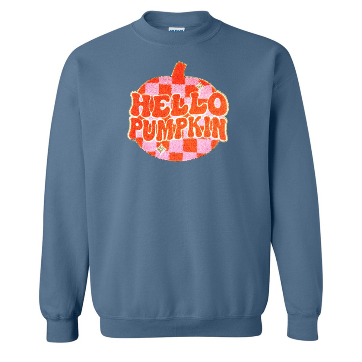 'Hello Pumpkin' Letter Patch Crewneck Sweatshirt - United Monograms