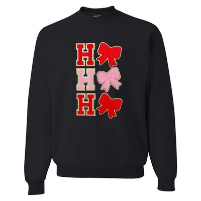 Ho Ho Ho Bows Letter Patch Crewneck Sweatshirt - United Monograms