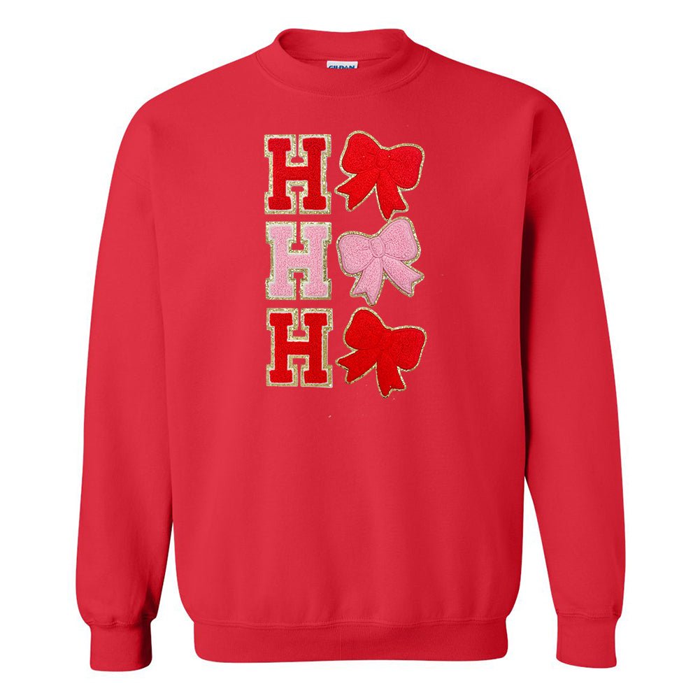 Ho Ho Ho Bows Letter Patch Crewneck Sweatshirt - United Monograms