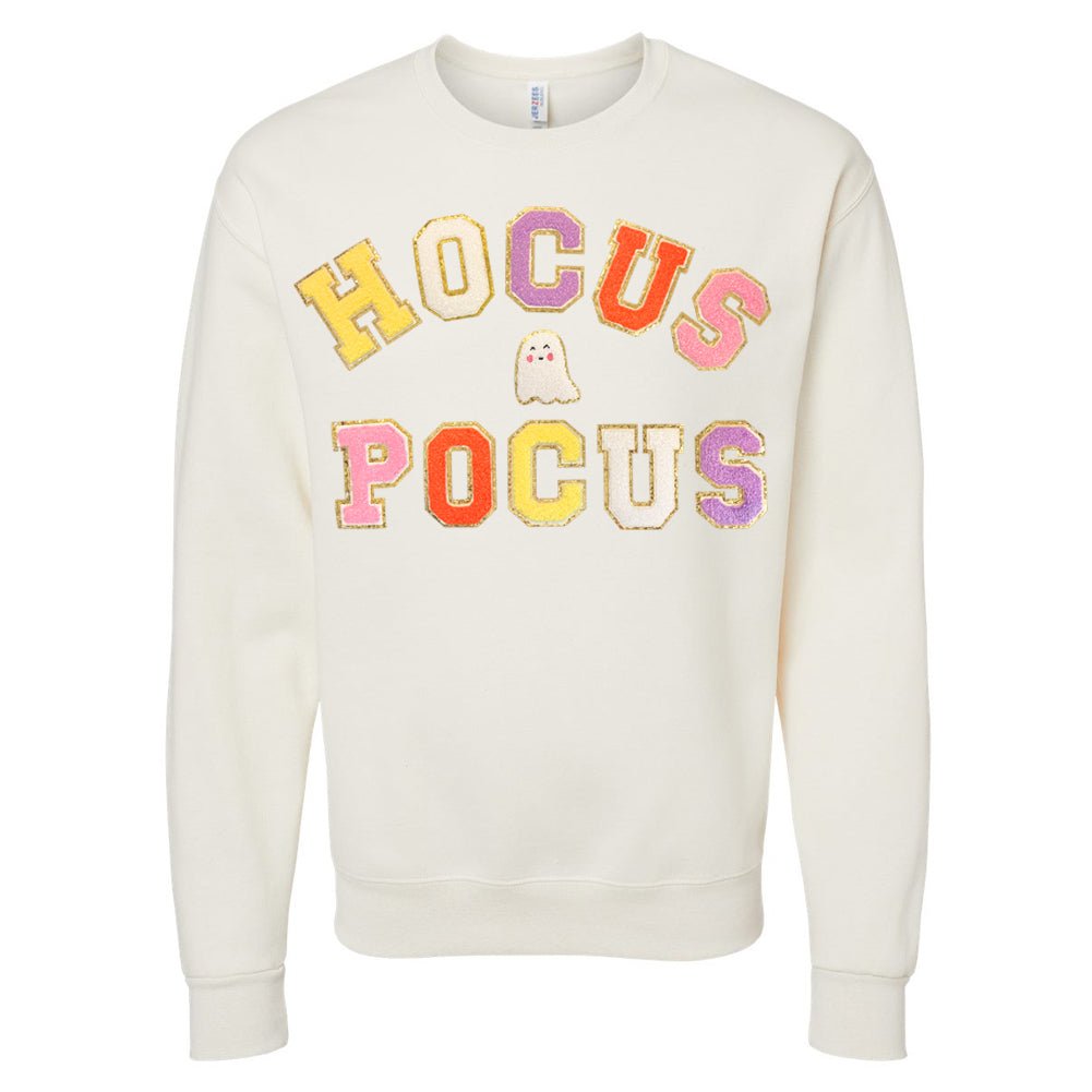 Hocus Pocus Letter Patch Crewneck Sweatshirt - United Monograms