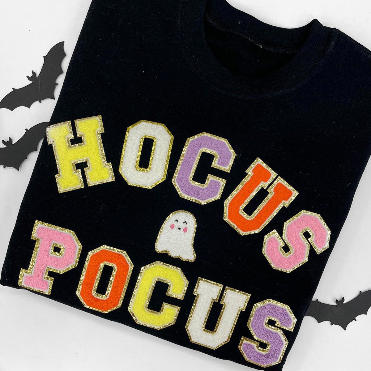 Hocus Pocus Letter Patch Crewneck Sweatshirt - United Monograms