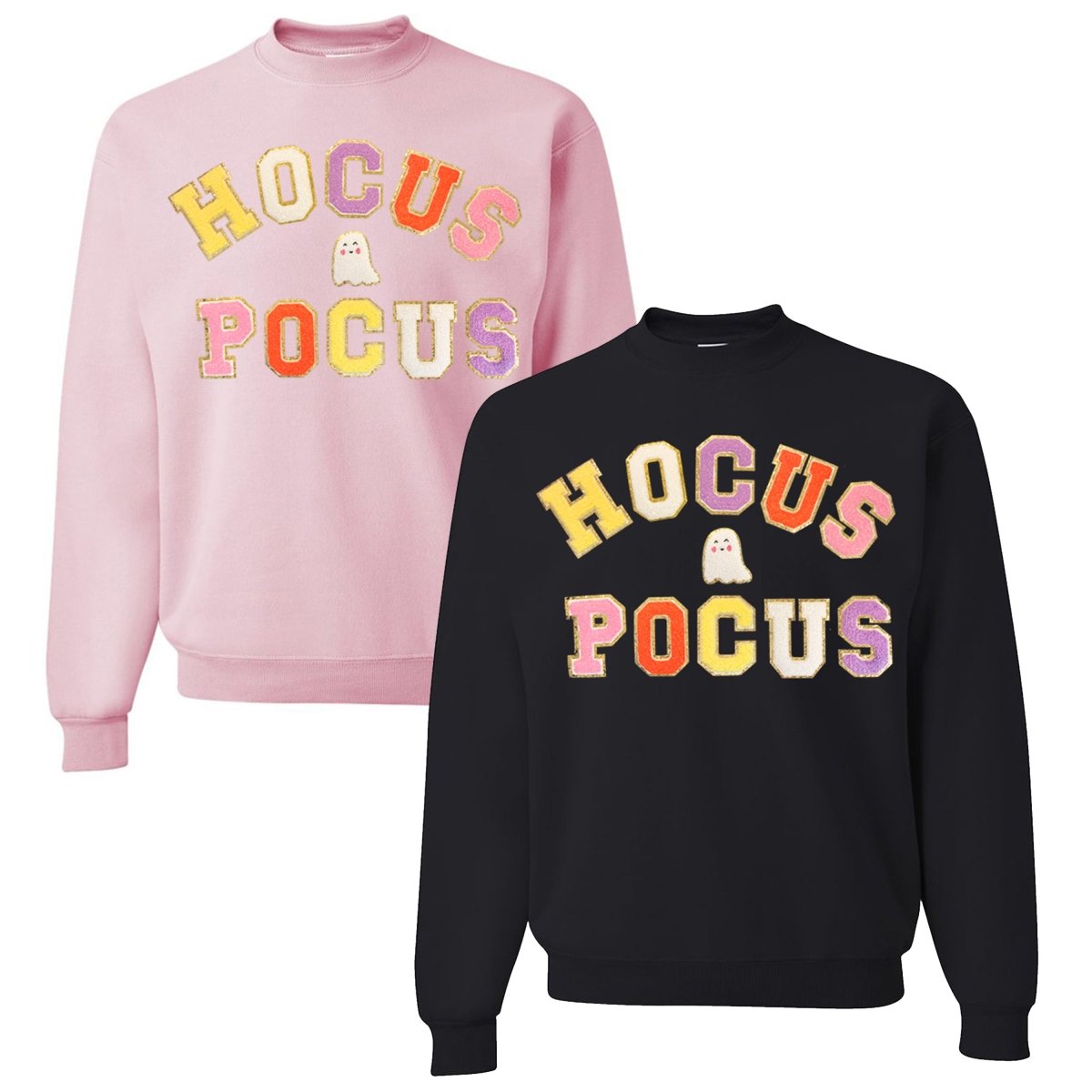 Hocus Pocus Letter Patch Crewneck Sweatshirt - United Monograms