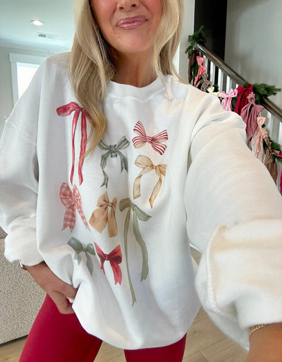 ‘Holiday Bow Show’ Crewneck Sweatshirt - United Monograms