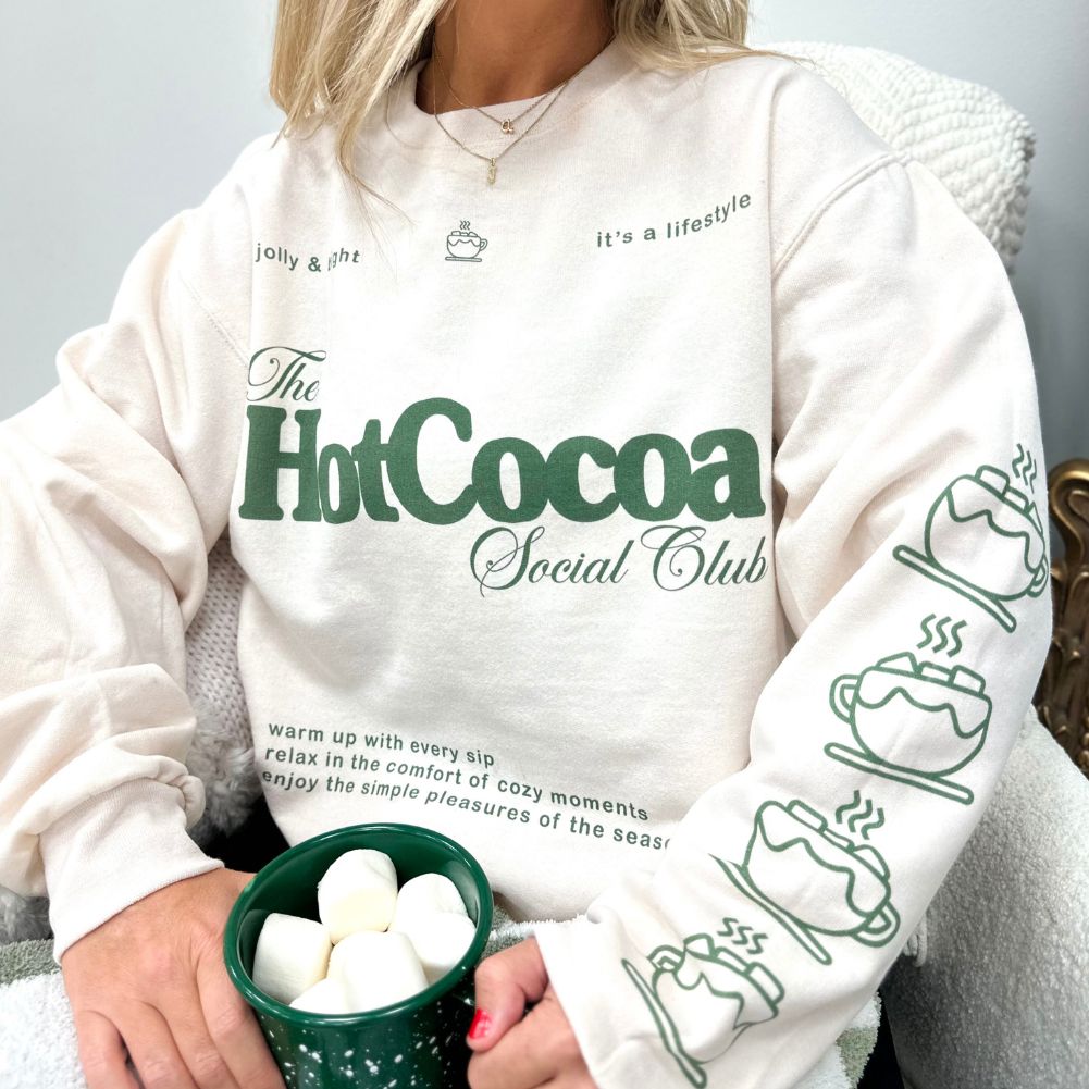 'Hot Cocoa Social Club' Crewneck Sweatshirt - United Monograms