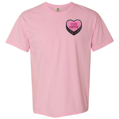 'Iced Coffee Candy Heart' Letter Patch T-Shirt - United Monograms
