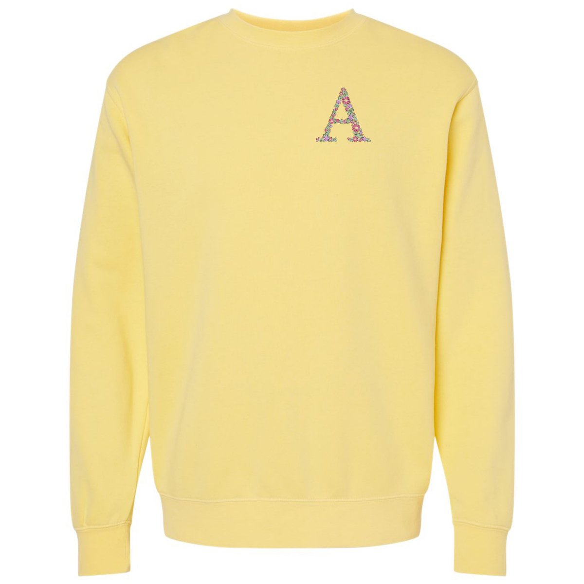 Initial 'Floral Letter' Cozy Crew - United Monograms