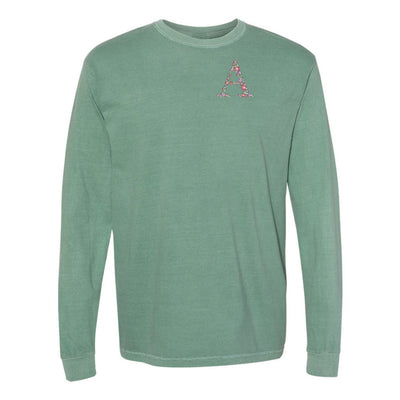 Initial 'Floral Letter' Long Sleeve T-Shirt - United Monograms