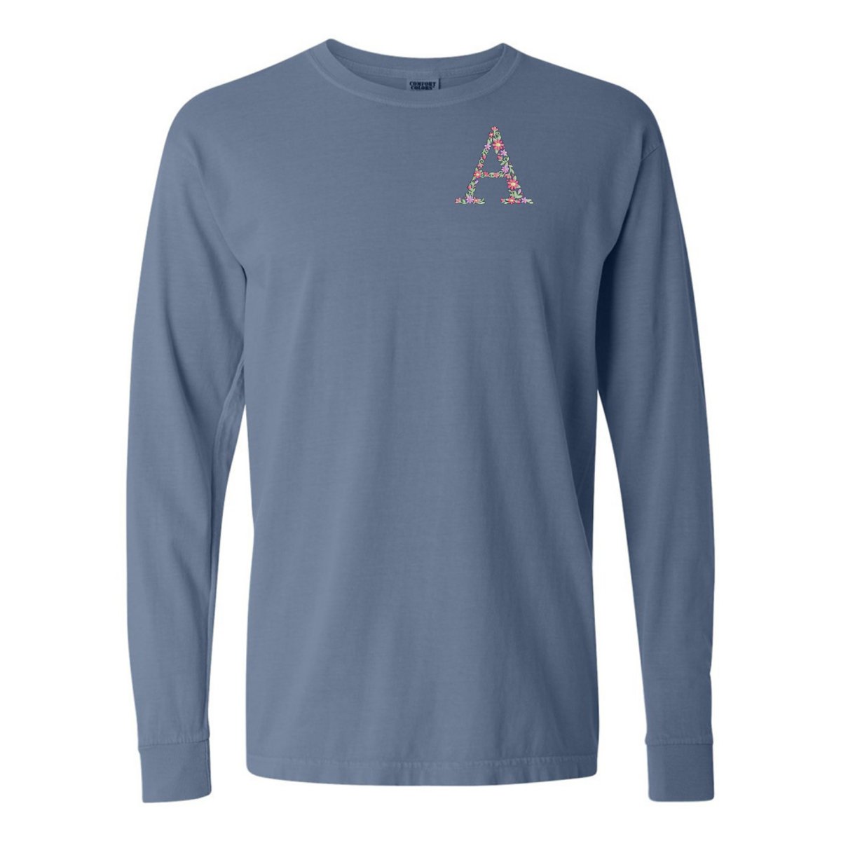 Initial 'Floral Letter' Long Sleeve T-Shirt - United Monograms