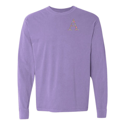 Initial 'Floral Letter' Long Sleeve T-Shirt - United Monograms