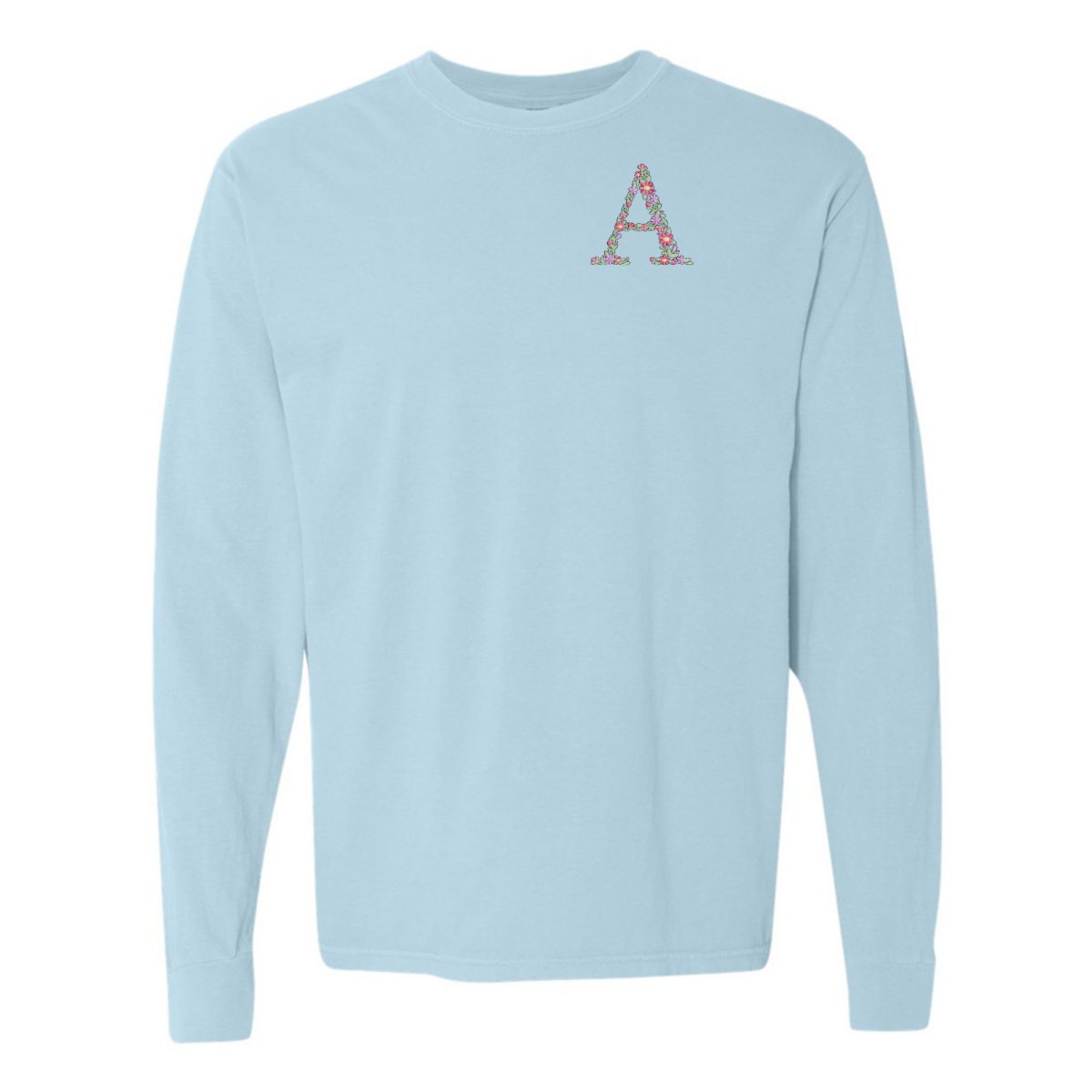 Initial 'Floral Letter' Long Sleeve T-Shirt - United Monograms