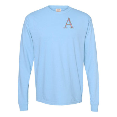 Initial 'Floral Letter' Long Sleeve T-Shirt - United Monograms