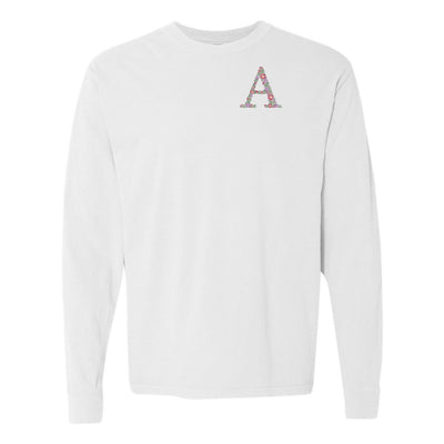 Initial 'Floral Letter' Long Sleeve T-Shirt - United Monograms