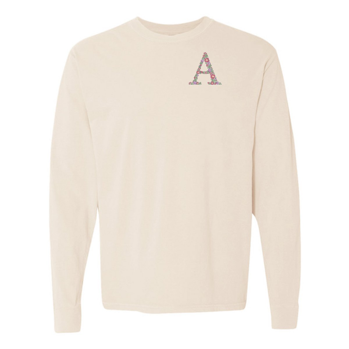 Initial 'Floral Letter' Long Sleeve T-Shirt - United Monograms